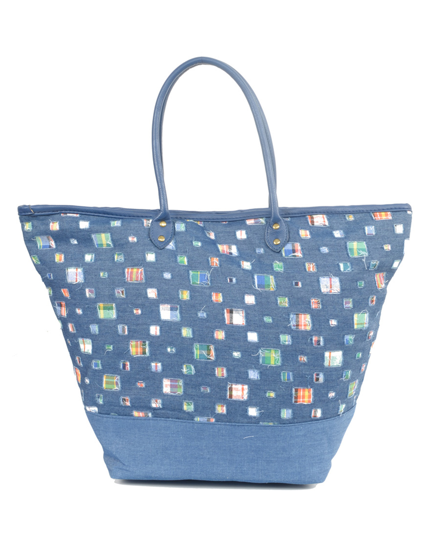 BuySend Ethnic Faux Leather Cotton Mini Blu Miss Tote Bag Online FNP